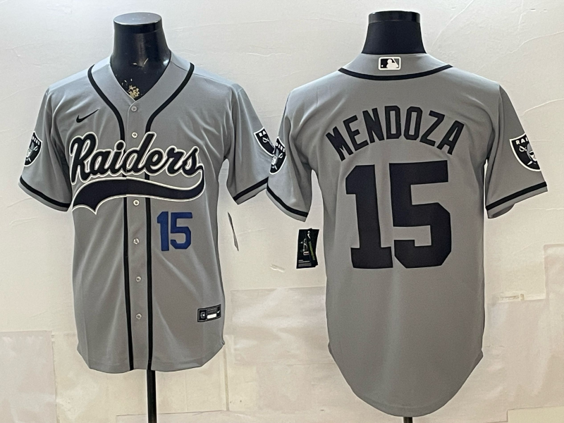 Men 2026 Oakland Raiders #15 Mendoza grey Nike Limited NFL Jersey 05190010